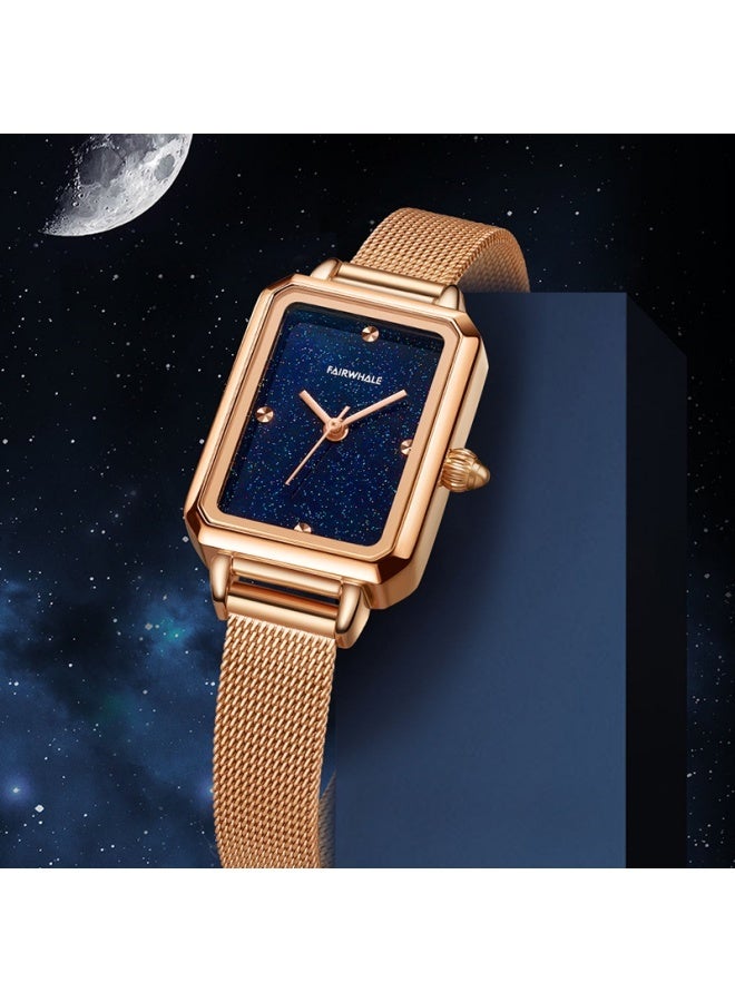 Mark Fairwhale Square Dial Women's Quartz Watch - Blue Dial, Stainless Steel Strap and Case - Image 2